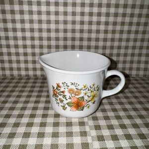 Corelle White Ceramic Creamer with Orange and Yellow Floral  “Indian summer”